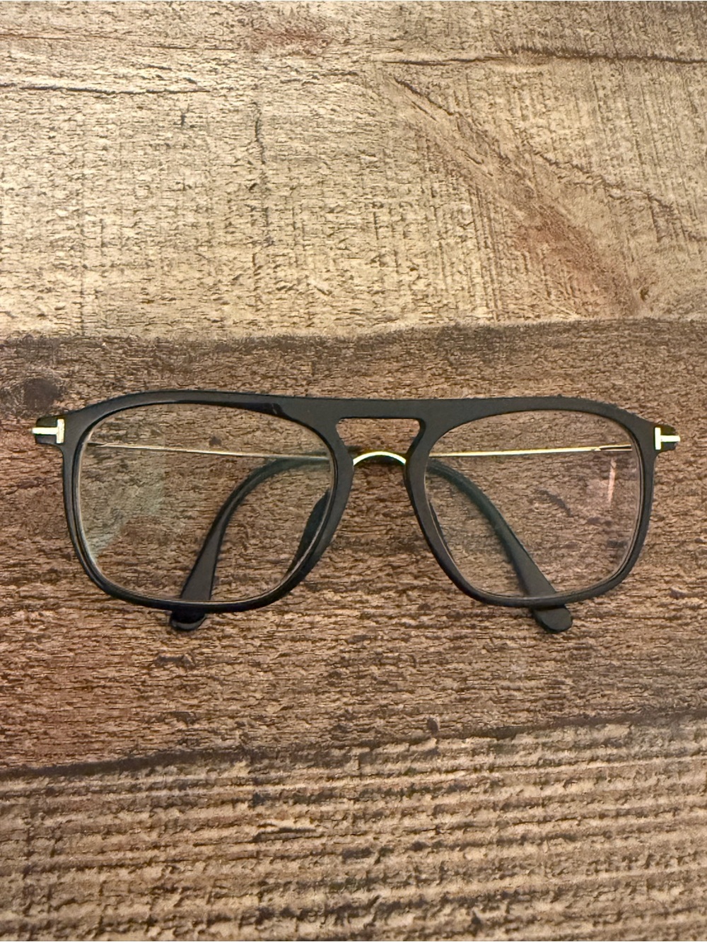 Tom Ford Matte Black Frame with Gold Accent Men's Eyeglasses